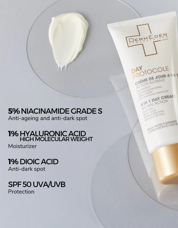 Kem chống nắng DermEden 4 IN 1 Day Cream Global Action Combination Skin