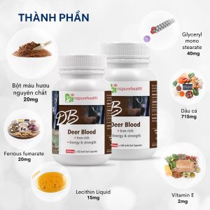 Viên nang máu hươu bổ máu, cấp sắt Deer Blood NZPurehealth