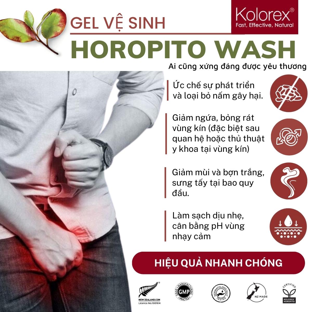 Dung dịch vệ sinh vùng kín Kolorex Horopito Wash 100ml – Giảm nấm ngứa, cân bằng pH vùng kín