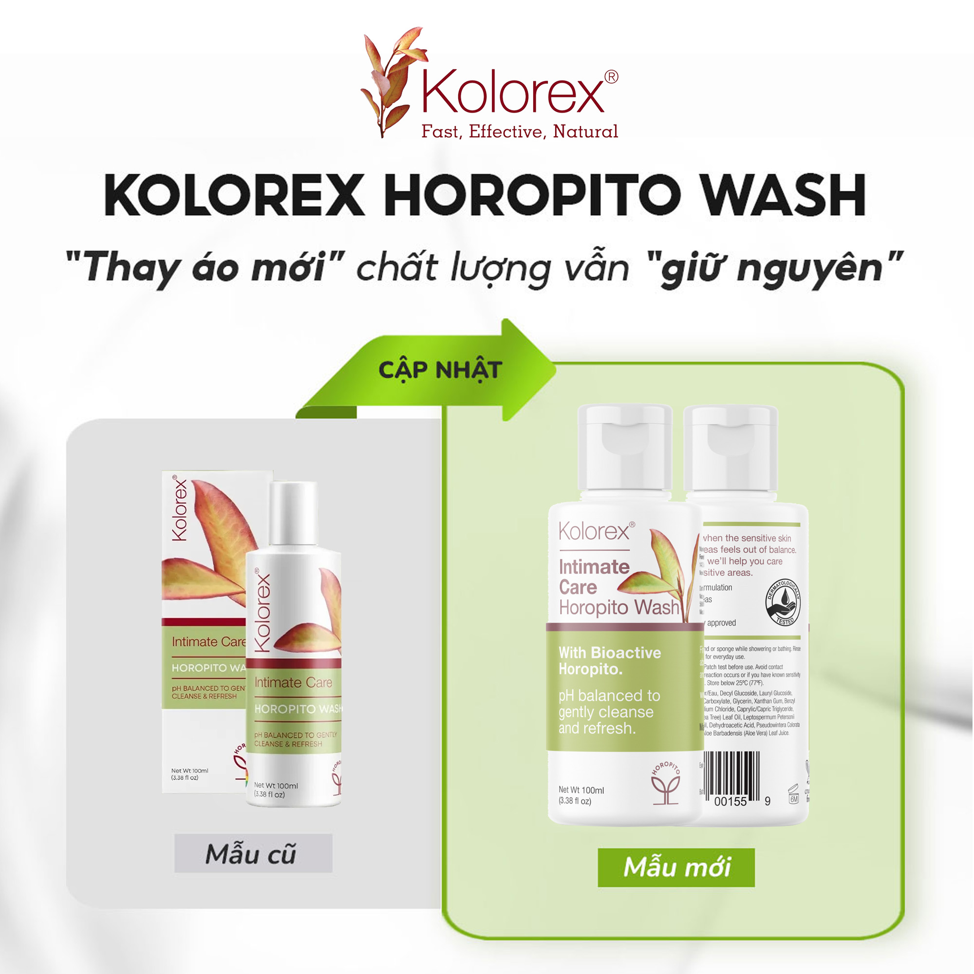Dung dịch vệ sinh vùng kín Kolorex Horopito Wash 100ml – Giảm nấm ngứa, cân bằng pH vùng kín