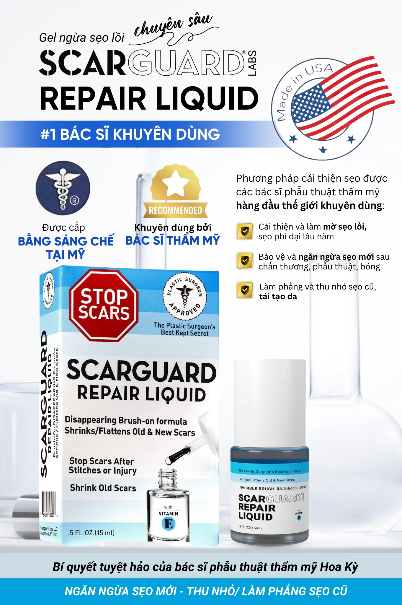 Gel Trị Sẹo Lồi Scarguard Repair Liquid 15ml (Scarguard MD)