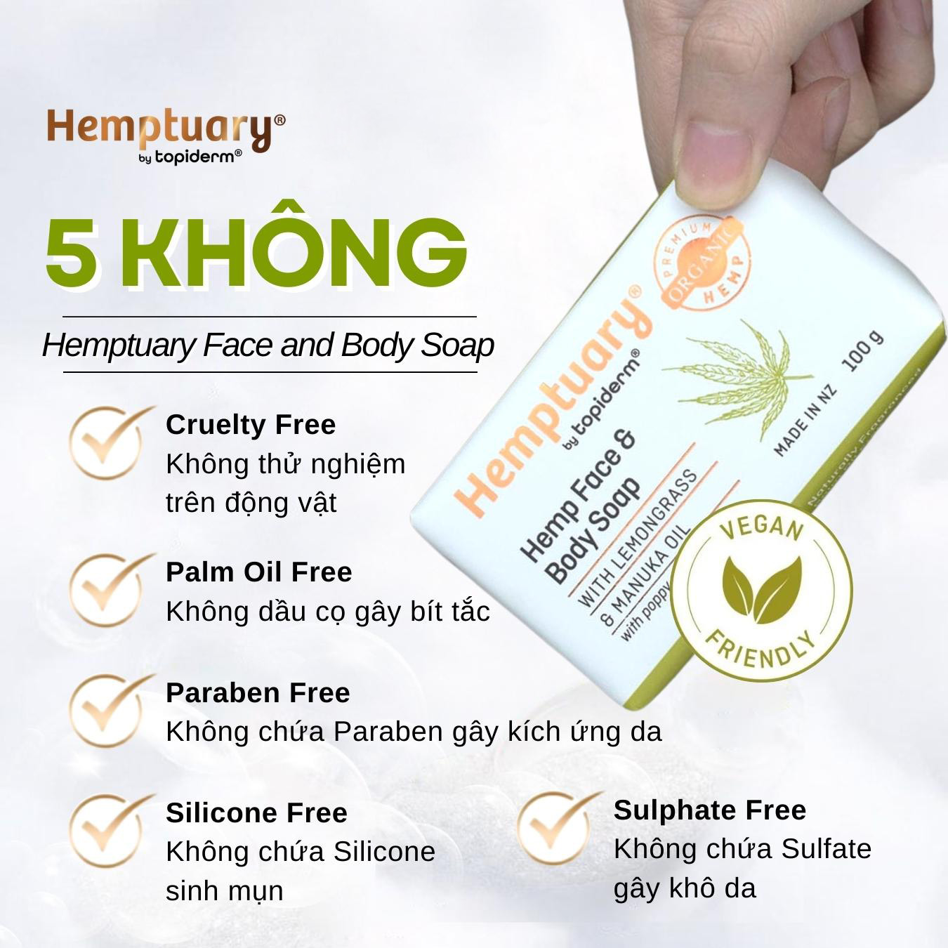 Xà Phòng Rửa Mặt & Cơ Thể Từ Hạt Gai Dầu Hemptuary Face and Body Soap 100g