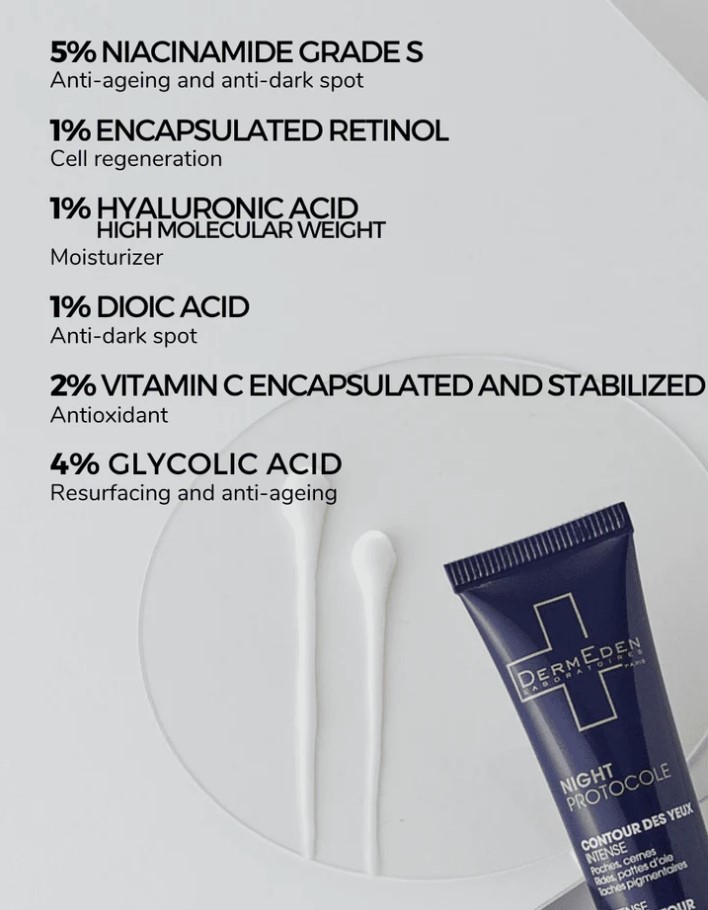 Kem dưỡng mắt, giảm quầng thâm DermEden Night Protocole Intense Eye Contour 15ml