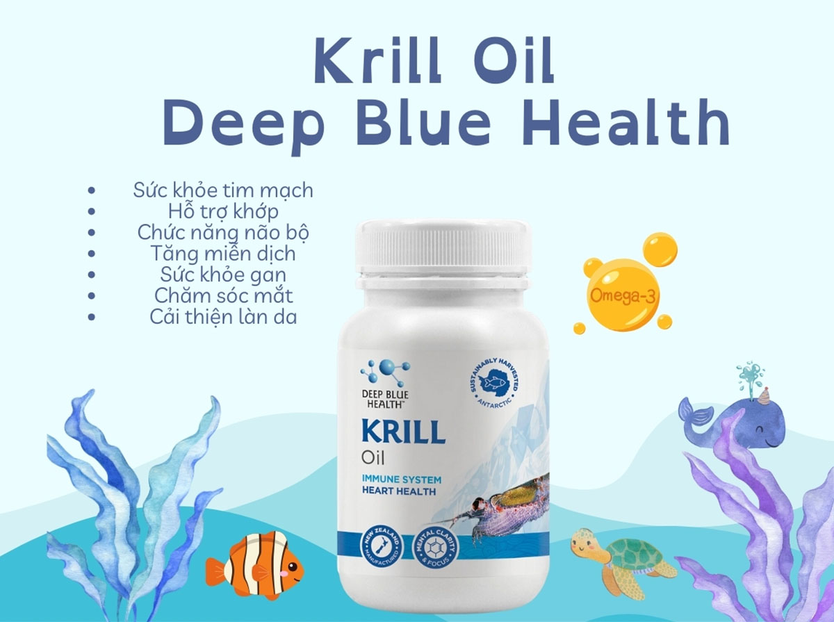 Viên uống dầu nhuyễn thể bổ sung Omega 3 Deep Blue Health Krill Oil - 60 viên